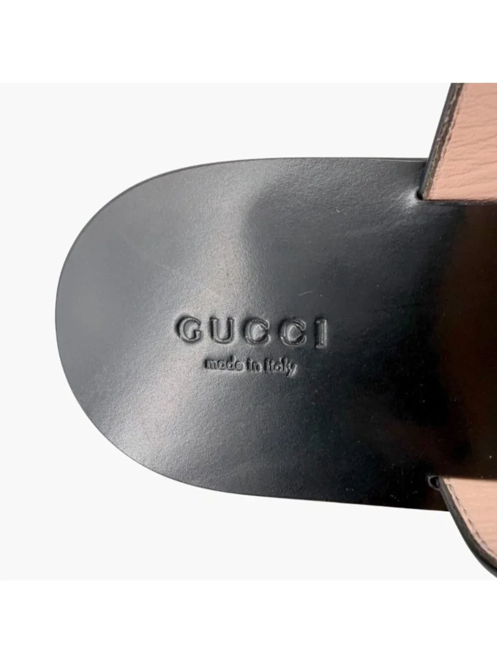 Gucci GG Marmont Thong Sandals Black Leather Size 40 US 10 Women's Flat Slides